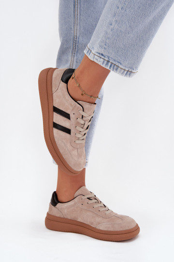 Suede Women's Sneakers On Platform Beige Elivienne