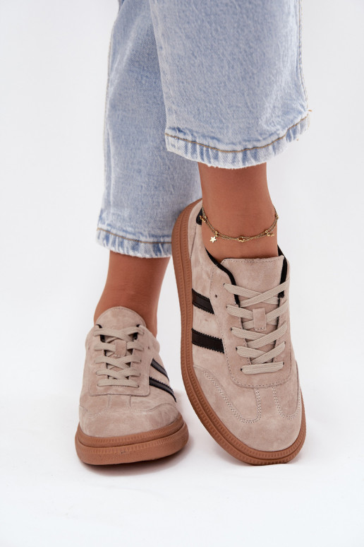 Suede Women's Sneakers On Platform Beige Elivienne