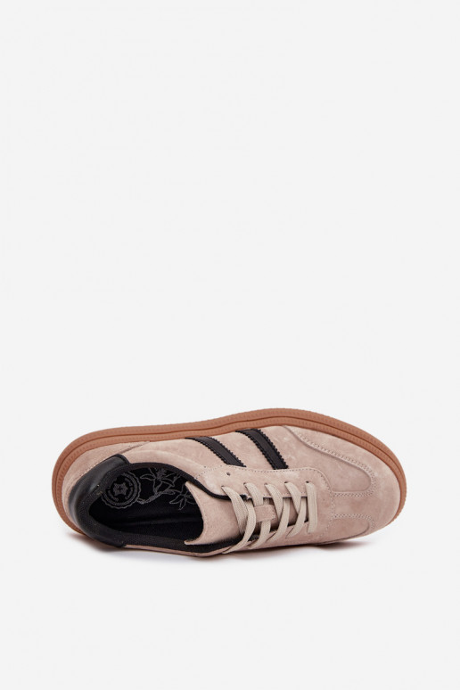 Suede Women's Sneakers On Platform Beige Elivienne