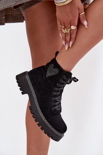 Women's Boots with Glitter Heart Black Nariri 2
