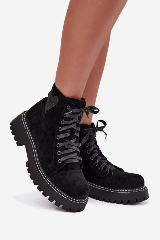 Women's Boots with Glitter Heart Black Nariri