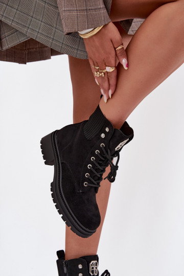 Botki Workery Damskie OcieplanewithOzdobami Czarne Olivira