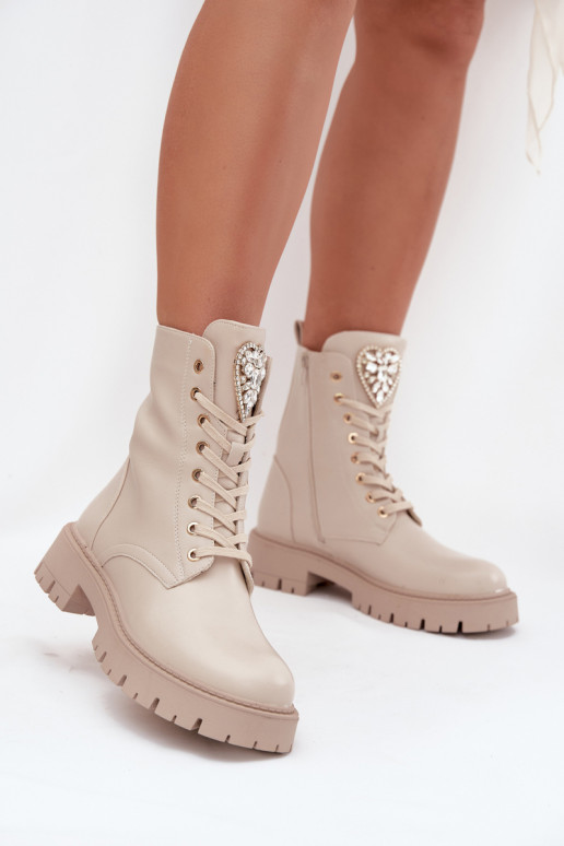 Women's workery with crystals on the tongue light beige Rosira