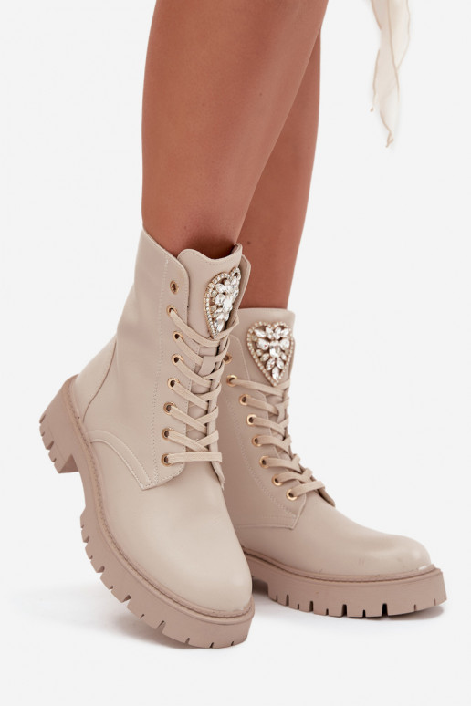 Women's workery with crystals on the tongue light beige Rosira