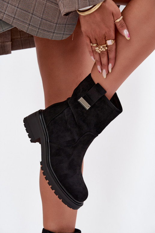 Insulated Women's Ankle Boots Low Heel Black Mirellea