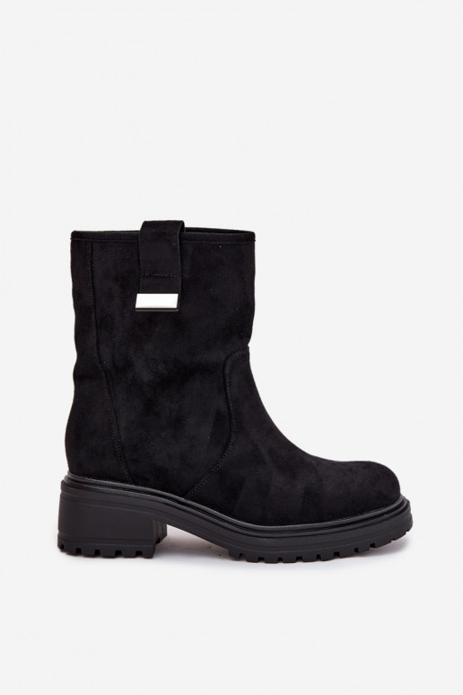 Insulated Women's Ankle Boots Low Heel Black Mirellea