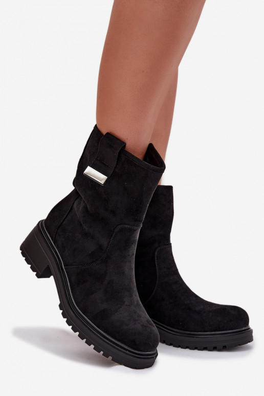 Insulated Women's Ankle Boots Low Heel Black Mirellea