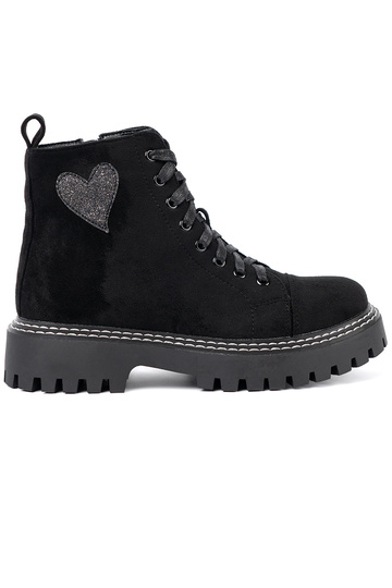 black laced boots z błyszczącym heartm 2