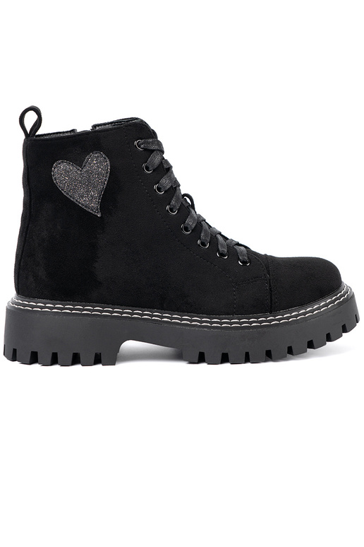 black laced boots z błyszczącym heartm