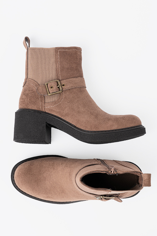 Stylowe beżowe botki na stabilnym obcasie Stylowe beżowe botki na stabilnym obcasie
