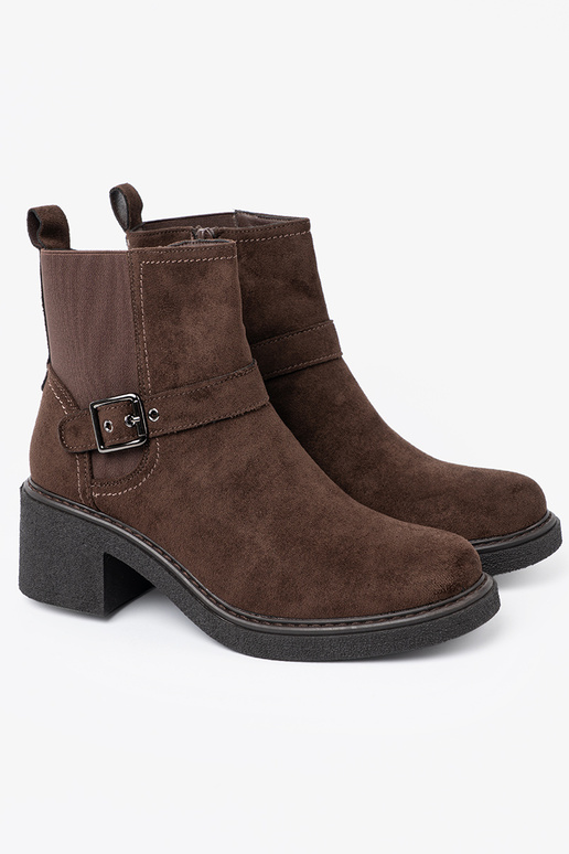 Stylowe brązowe botki na stabilnym obcasie Stylowe brązowe botki na stabilnym obcasie