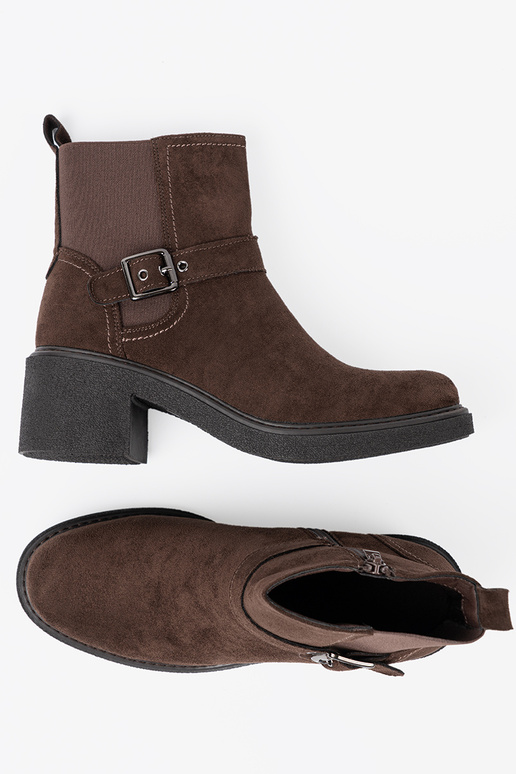 Stylowe brązowe botki na stabilnym obcasie Stylowe brązowe botki na stabilnym obcasie
