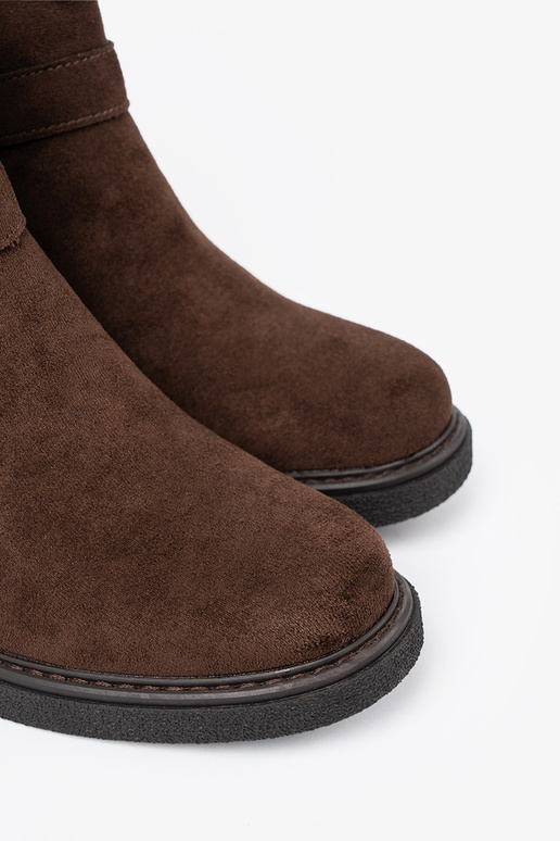 Stylowe brązowe botki na stabilnym obcasie Stylowe brązowe botki na stabilnym obcasie