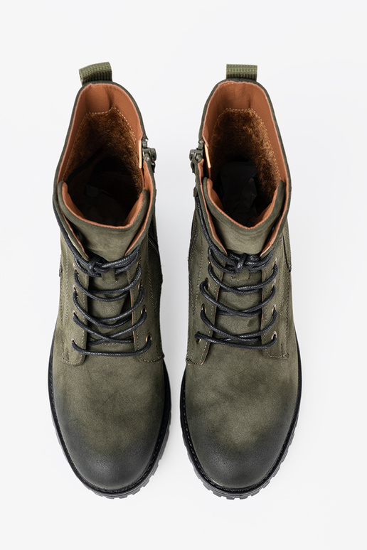 khaki colors boots z niskim obcasem