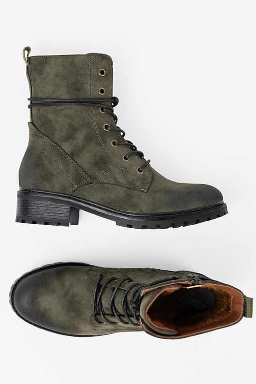 khaki colors boots z niskim obcasem