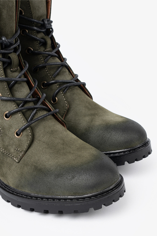khaki colors boots z niskim obcasem