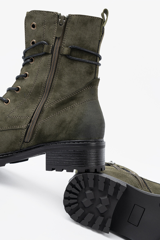 khaki colors boots z niskim obcasem