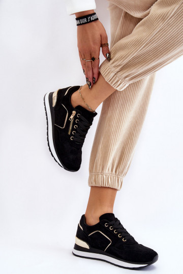 Suede Sport Shoes On A Platform Black Riverside 2