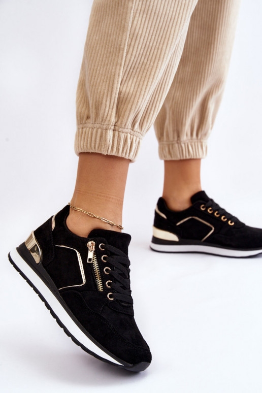 Suede Sport Shoes On A Platform Black Riverside