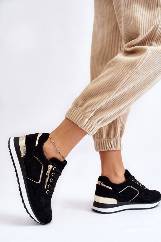 Suede Sport Shoes On A Platform Black Riverside