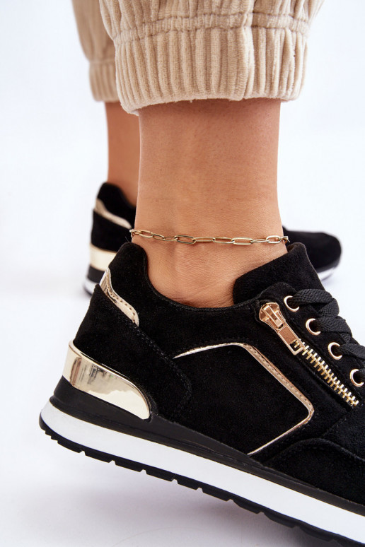 Suede Sport Shoes On A Platform Black Riverside