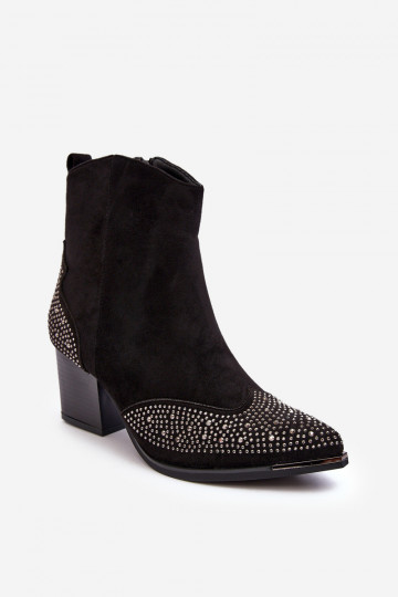 Women's Embellished Cowboy Boots On Heel Black Eleduana 2