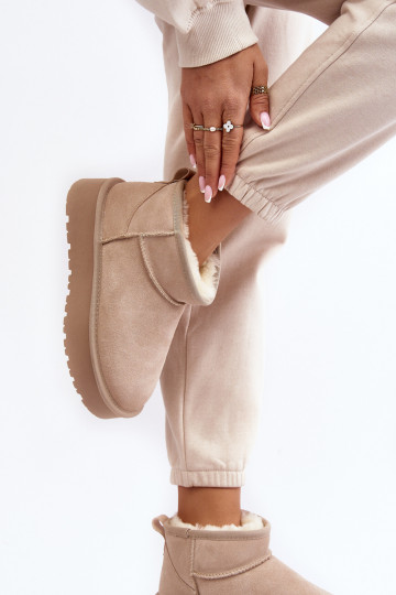 Stylish Low Suede Snow Boots Light Beige Nucca 2