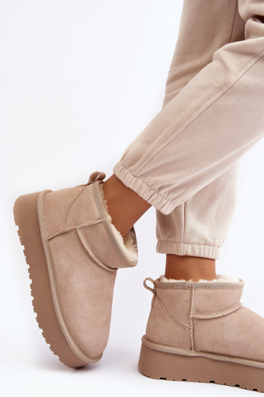 Stylish Low Suede Snow Boots Light Beige Nucca