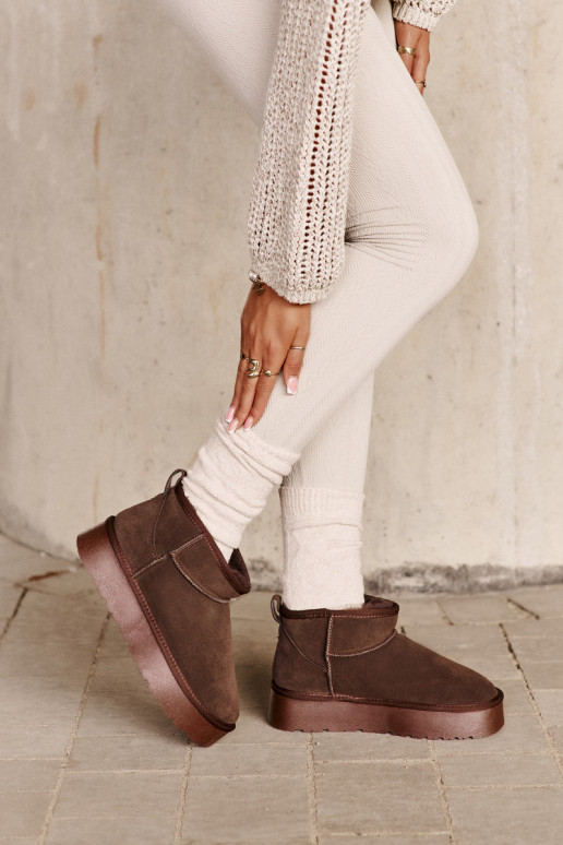 Fashionable Suede Low Snow Boots Brown Nucca Fashionable Suede Low Snow Boots Brown Nucca