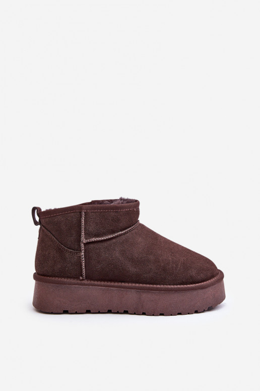 Fashionable Suede Low Snow Boots Brown Nucca Fashionable Suede Low Snow Boots Brown Nucca