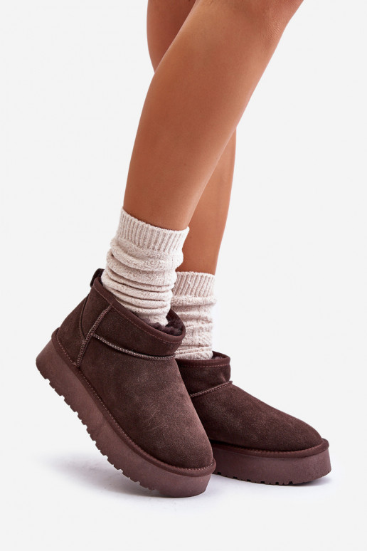 Fashionable Suede Low Snow Boots Brown Nucca Fashionable Suede Low Snow Boots Brown Nucca