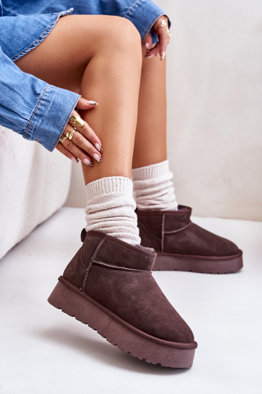 Fashionable Suede Low Snow Boots Brown Nucca Fashionable Suede Low Snow Boots Brown Nucca