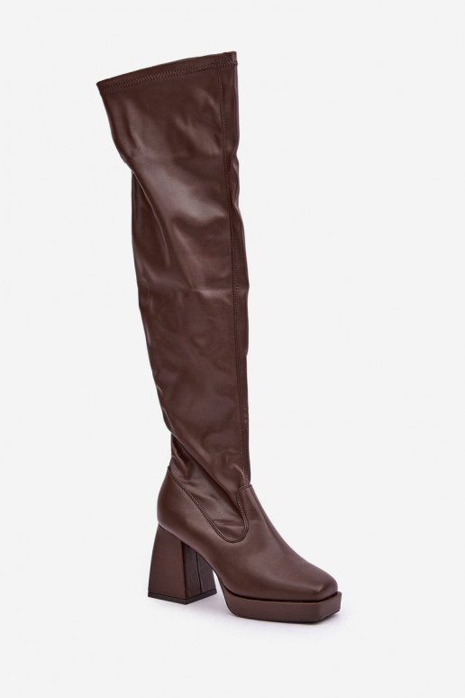 Fitted knee-high heeled boots dark brown Sanniraen Fitted knee-high heeled boots dark brown Sanniraen