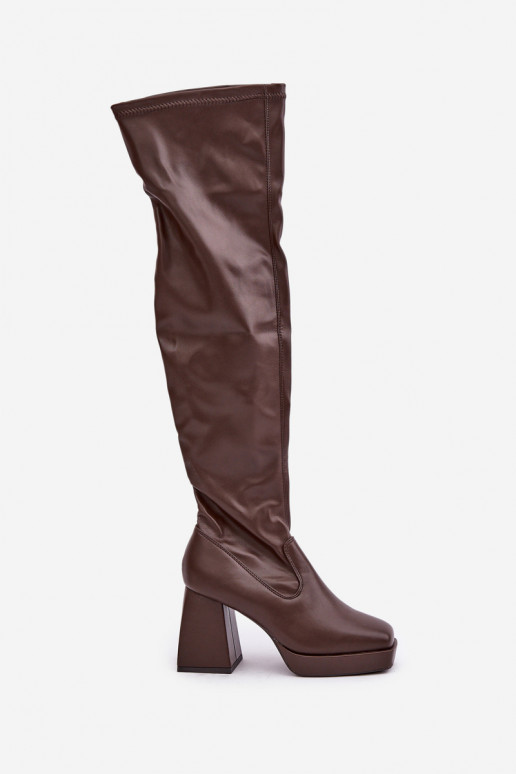 Fitted knee-high heeled boots dark brown Sanniraen Fitted knee-high heeled boots dark brown Sanniraen