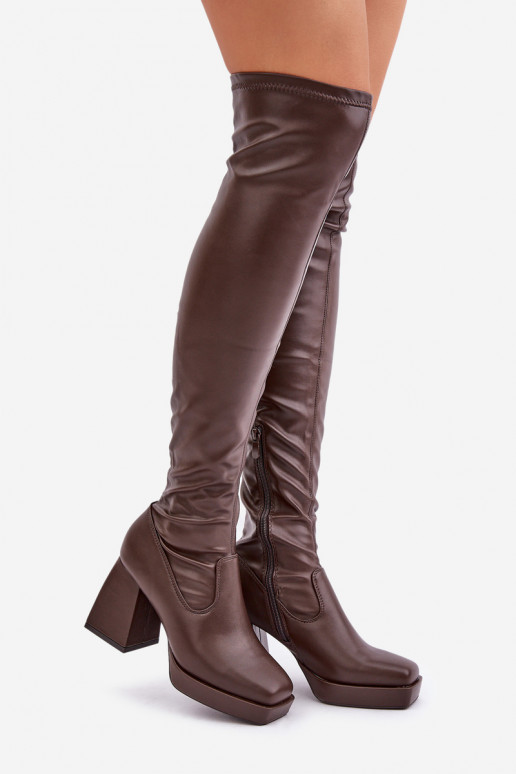 Fitted knee-high heeled boots dark brown Sanniraen Fitted knee-high heeled boots dark brown Sanniraen