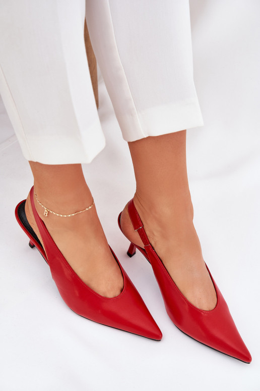 High Heels With Open Heel Eco Leather Red Aricandia High Heels With Open Heel Eco Leather Red Aricandia