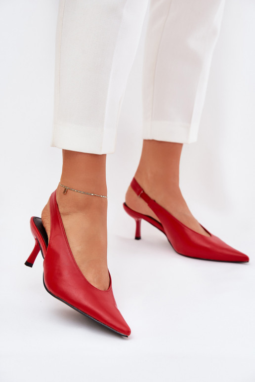 High Heels With Open Heel Eco Leather Red Aricandia High Heels With Open Heel Eco Leather Red Aricandia