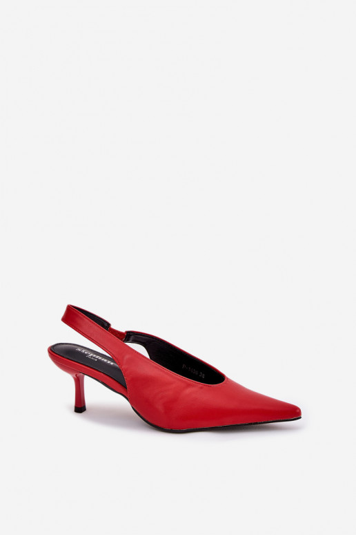 High Heels With Open Heel Eco Leather Red Aricandia High Heels With Open Heel Eco Leather Red Aricandia