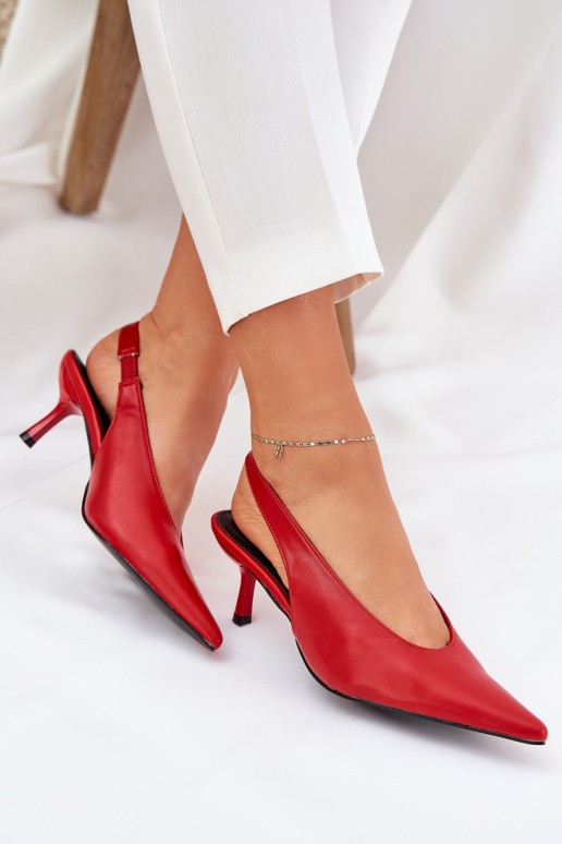 High Heels With Open Heel Eco Leather Red Aricandia High Heels With Open Heel Eco Leather Red Aricandia