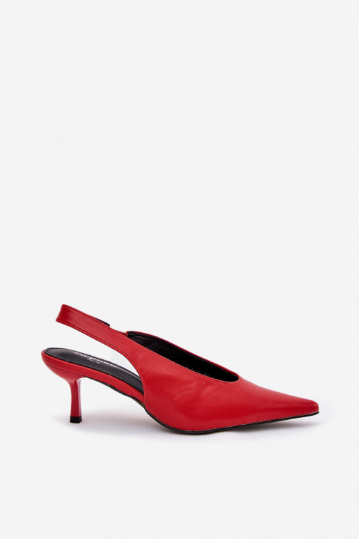 High Heels With Open Heel Eco Leather Red Aricandia High Heels With Open Heel Eco Leather Red Aricandia