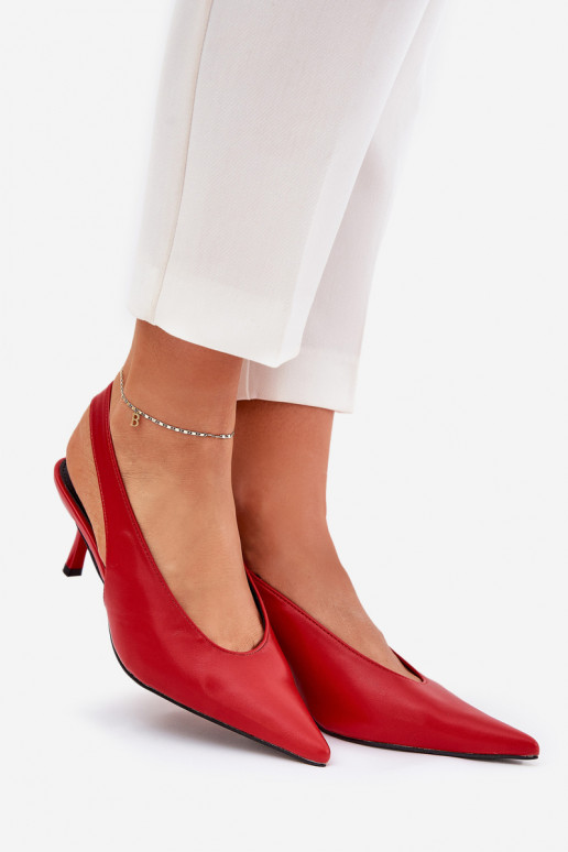 High Heels With Open Heel Eco Leather Red Aricandia High Heels With Open Heel Eco Leather Red Aricandia