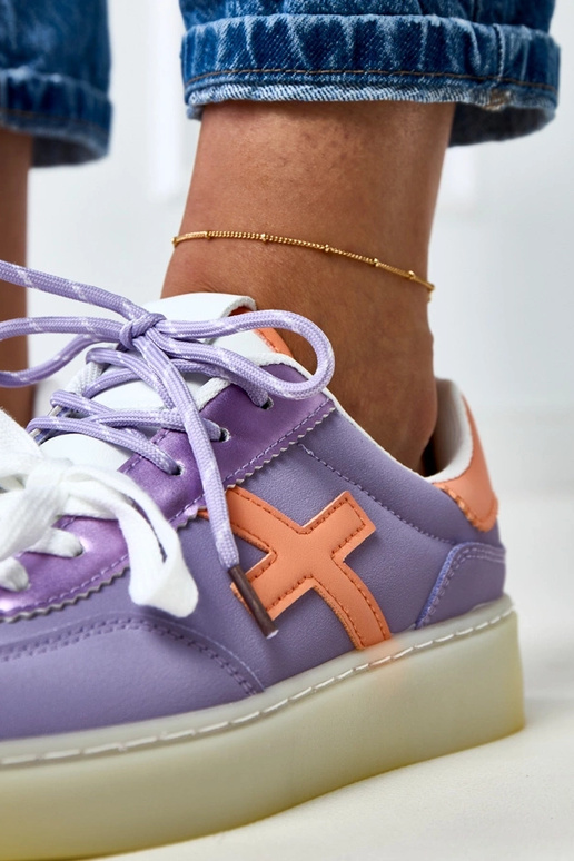 Fioletowe sneakersy na platformie z...