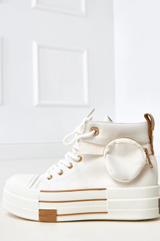 Białe wysokie trampki na platformie z...