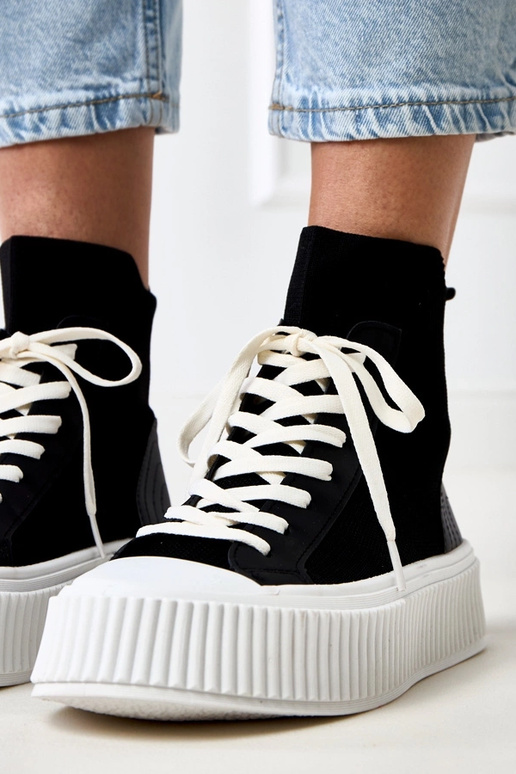 Czarne wsuwane skarpetkowe trampki na...