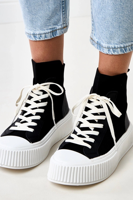 Czarne wsuwane skarpetkowe trampki na...