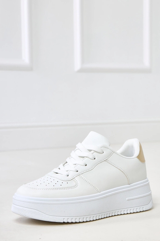 Białe sneakersy na platformie ze... Białe sneakersy na platformie ze...
