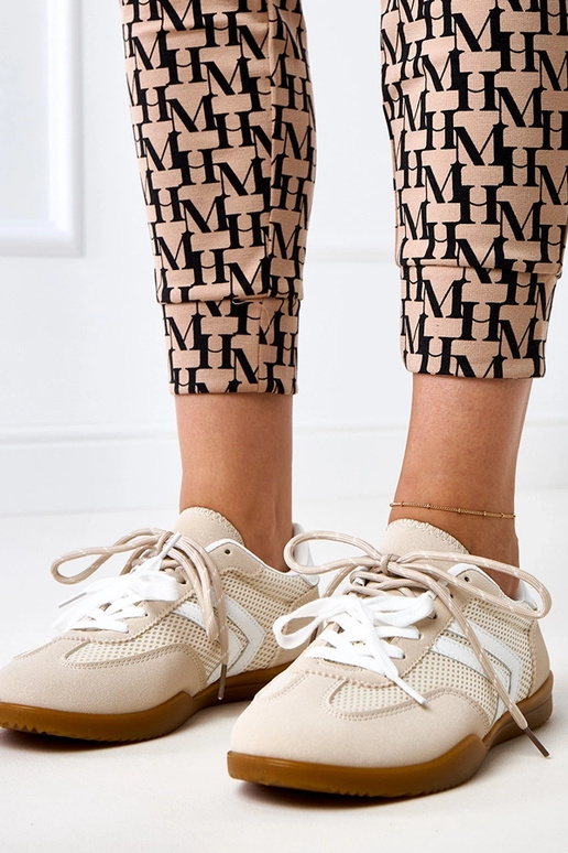 Beżowe sneakersy  siateczkowe typu...