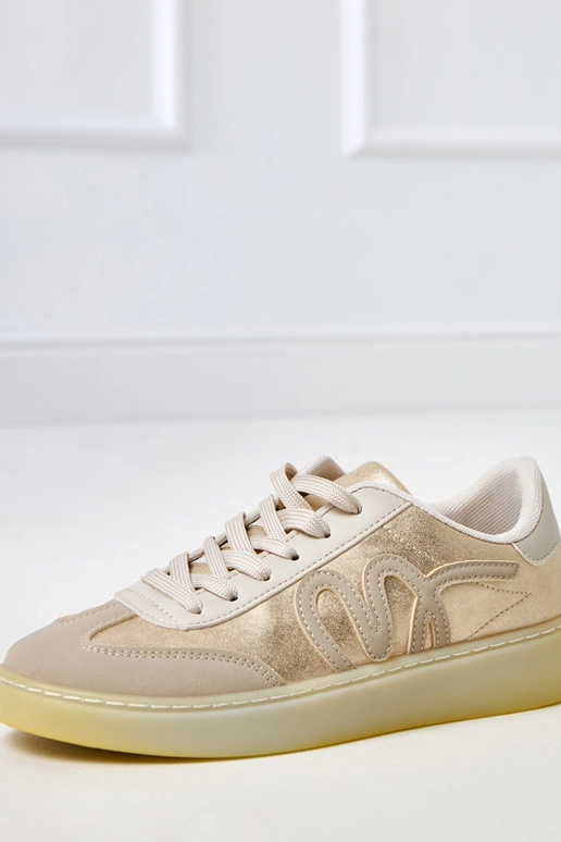 Beżowe sneakersy na platformie ze... Beżowe sneakersy na platformie ze...