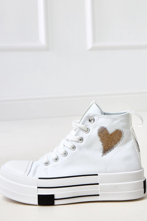 Białe wysokie trampki na platformie z...