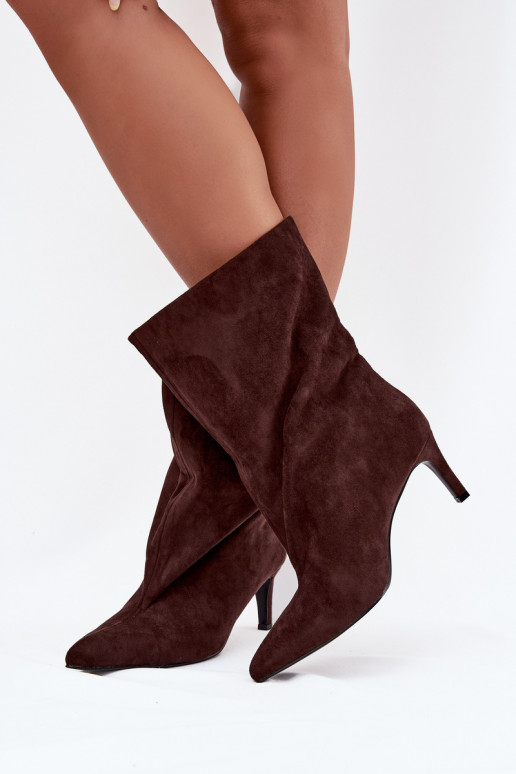 Slip-on Women's Ankle Boots with Heel Chocolate Solvienne